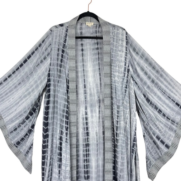 POL Ultra Thin Super Stylish Kimono Sleeve Tie Dye Maxi Duster Size Large - Picture 3 of 9